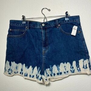 NWT‎ GAP 1969 Super High Rise Shorts Womens 34 Dark Wash Acid Wash Raw Hem NEW